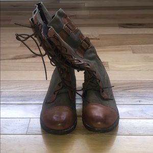 Brown combat boots